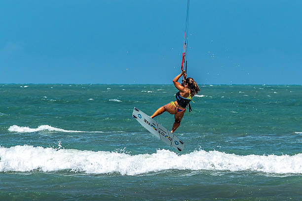 Canoa Quebrada, Brazil - Dec 05, 2024: Leisure and kitesurf at Canoa Quebrada beach. Aracati, state of Ceara in Brazil.