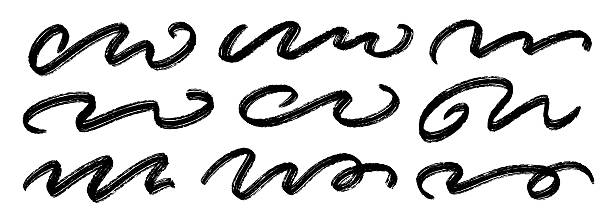 istock Wave paint line set. Squiggle sketch brush stroke collection. Rough charcoal curved flourish pack for highlight, underline, emphasis. Black swoosh stripe bundle. Hand drawn crayon chalk strips. Vector 2206917191