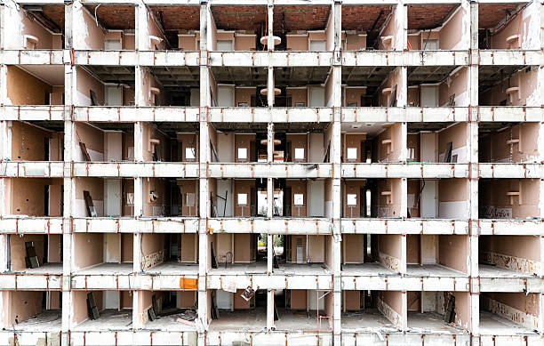 Abandoned Hotel Before Demolition Without Walls and Windows