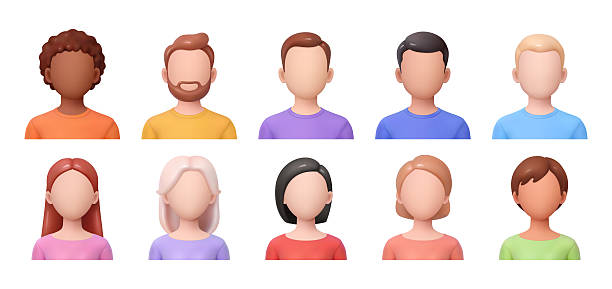 istock Portraits and avatars making. Vector isolated 3d, set of characters faces with no features. Blank expression of men, women and children. Social media and metaverse pictures for accounts 2206930759