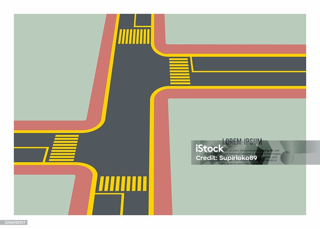 Threeway Junction Simple Flat Illustration In Perspective View Stock ...