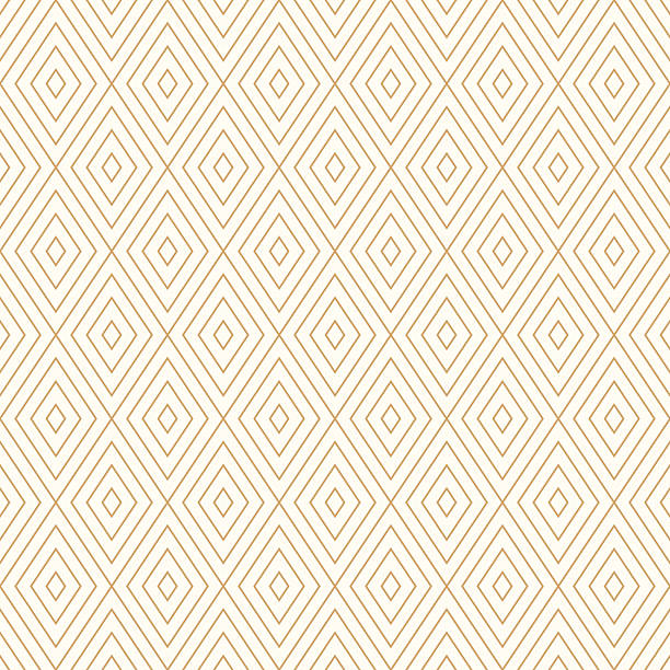 Seamless elegant pattern of subtle gold striped lines forming squares rhombus and diamonds on white background. Vector illustration for surface design.