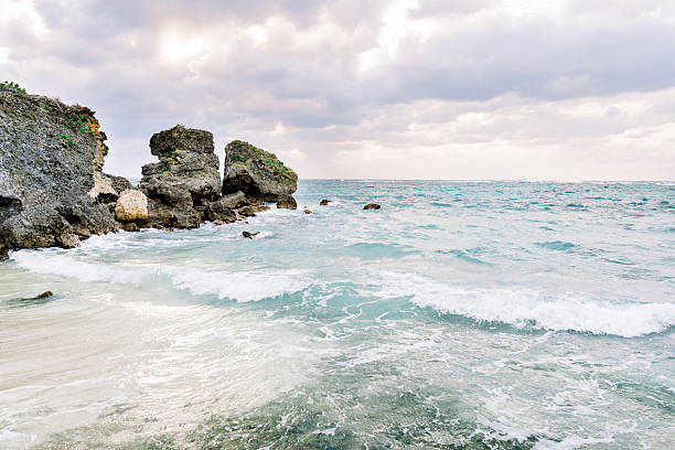Okinawa's Ocean on a Cloudy Windy Day in Okinawa, Okinawa, Japan