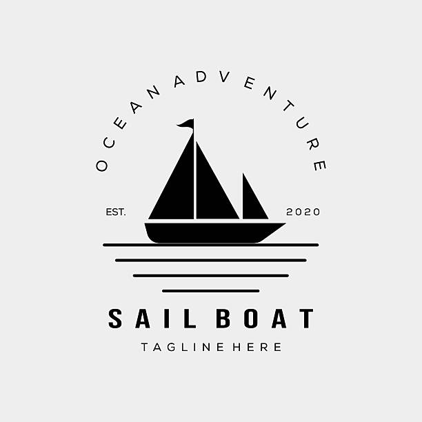 sailboat sunset silhouette icon logo vector illustration design