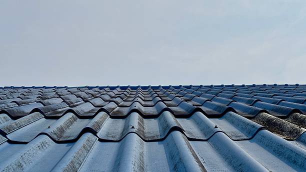 istock Roof Tiles against Sky: An architectural perspective showcases the textured patterns and undulating surfaces of roof tiles with the vast expanse of the sky above. A study in patterns. 2206938764