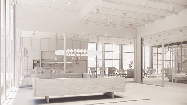 istock 3D image of a environmentally friendly office space.3D image of an environmentally friendly coworking office space 2206941985