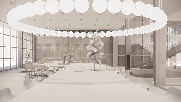 istock 3D image of a environmentally friendly office space.3D image of an environmentally friendly coworking office space 2206941991