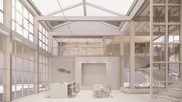 istock 3D image of a environmentally friendly office space.3D image of an environmentally friendly coworking office space 2206942009