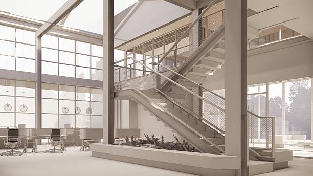 istock 3D image of a environmentally friendly office space.3D image of an environmentally friendly coworking office space 2206942011