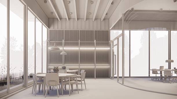 istock 3D image of a environmentally friendly office space.3D image of an environmentally friendly coworking office space 2206942039