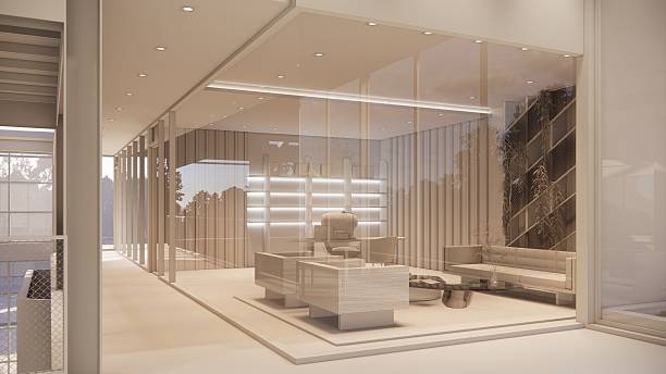 3D image of a environmentally friendly office space.3D image of an environmentally friendly coworking office space