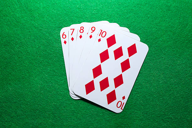 istock Poker game. Playing cards on green table, flat lay 2206950211