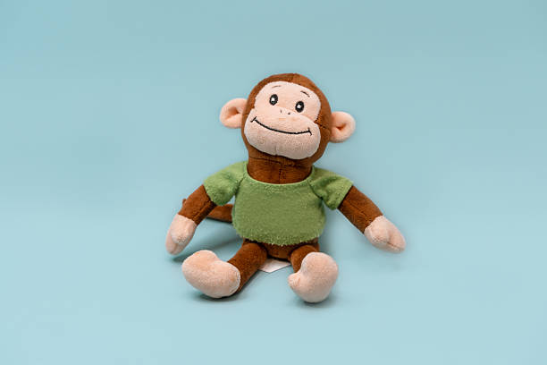 A stuffed monkey toy on an isolated background