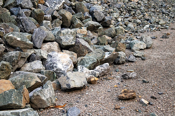 Large rock piles for construction and industrial use