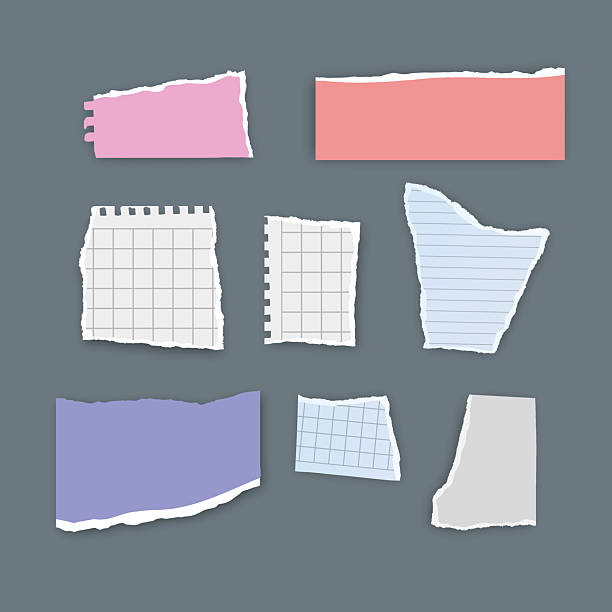 istock Collection of torn paper pieces on a gray background 2206953407