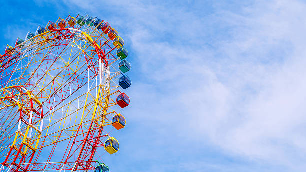 istock The majestic Ferris wheel stands against the clear blue sky. Panoramic view. 2206955974