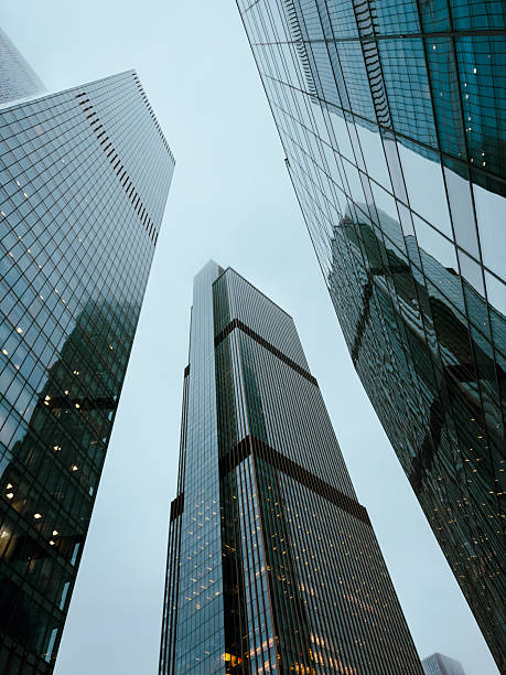 istock A city skyline with three tall buildings 2206956032