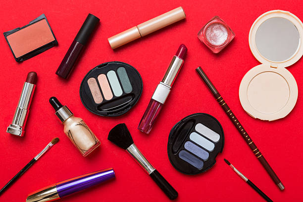istock Professional makeup tools. Top view. Flat lay. Beauty, decorative cosmetics. Makeup brushes set and color eyeshadow palette on table background. Minimalistic style 2206956890