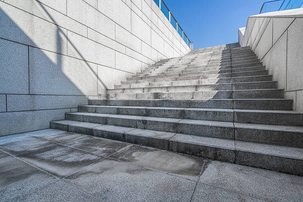 Cement steps background to the office building.