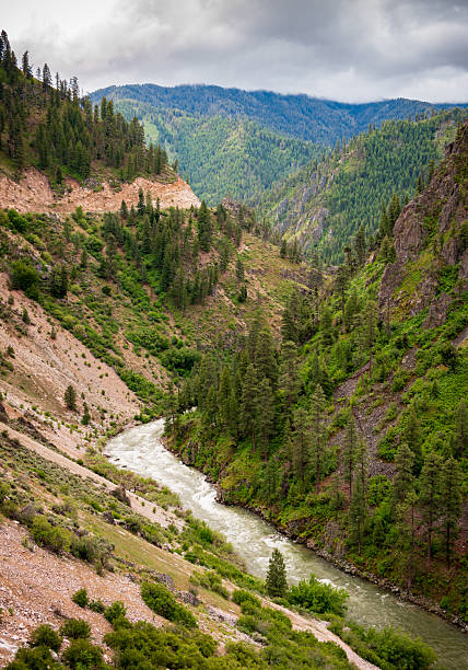 istock River Winding Through the Sawtooth Mountains, Mountain range in Idaho 2206958463