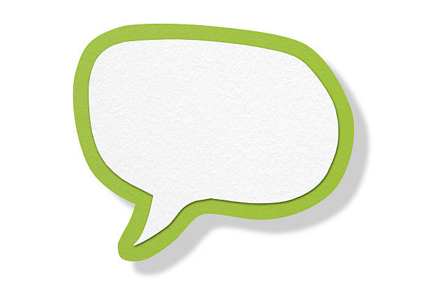 Green paper speech bubbles separated on white background
