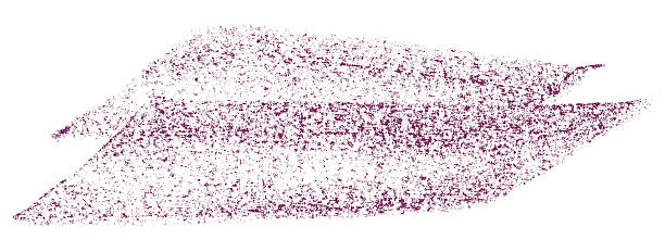 Separate dark purple crayon brush strokes on white background.