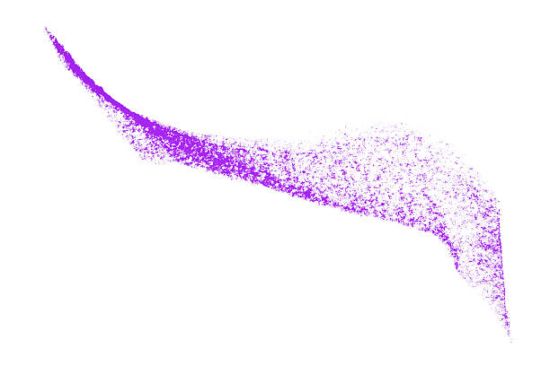 Separate purple crayon brush strokes on white background.