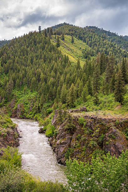 istock River Winding Through the Sawtooth Mountains, Mountain range in Idaho 2206960210