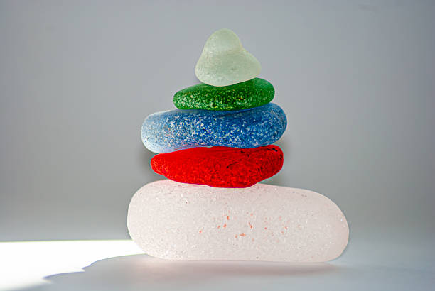 Glass pyramid. Sea glass. Frosted multi-colored glass.