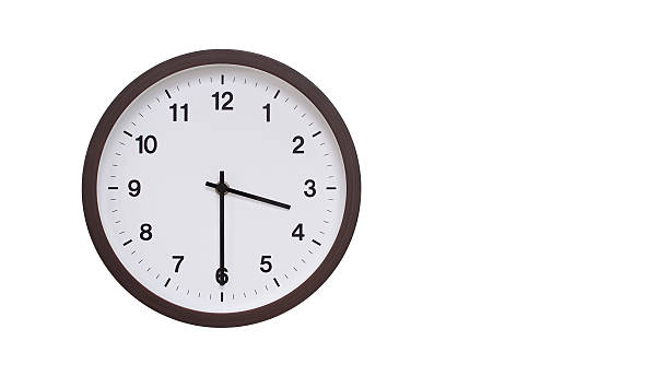 istock A simple round wall clock with a dark brown frame and a white face displaying 15.30/03.30. Isolated on a white background, perfect for time-related concepts, deadlines, and schedule themes. 2206961274