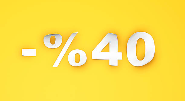 istock 40% Discount Paper Text on Yellow Background 2206963884