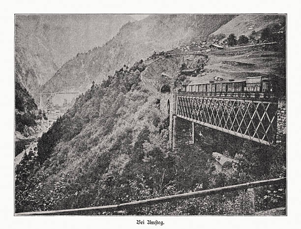 istock Railroad Bridge, near Silenen, Uri, Switzerland, halftone print, published 1895 2206966363