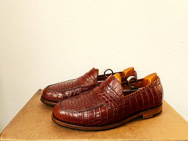 istock Premium Gold Brown Crocodile Loafer with shoetrees 2 2206967153