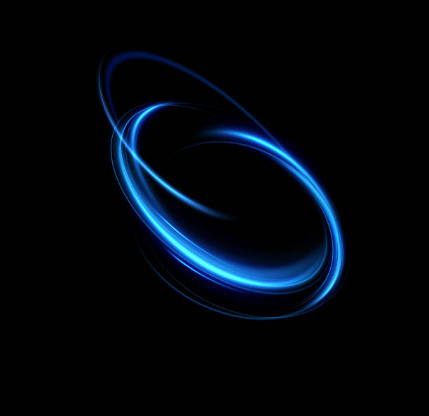 istock Motion of circular neon blue light.Portal light effect.Blue glowing Twirl. Bright glowing frame 2206970259