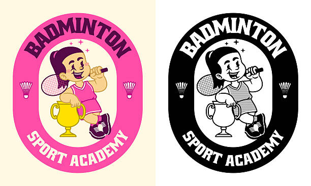 Vector of Retro Mascot Illustration of Badminton Athlete