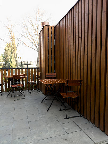 Nice outdoor cafe made of wood