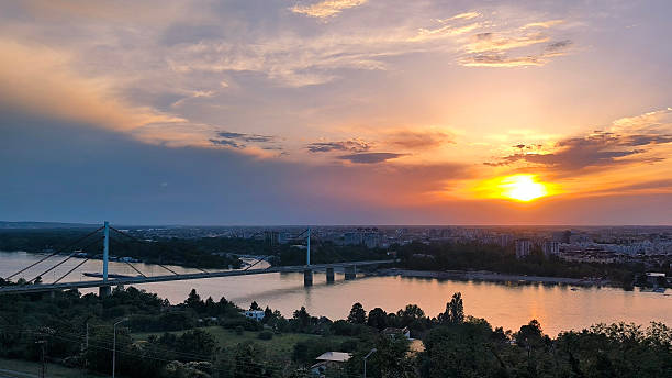 cloudy sky over the Danube river in Novi Sad