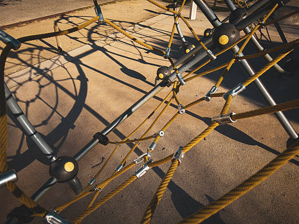 Geometric lines, metal cables, creating an industrial and contemporary aesthetic
