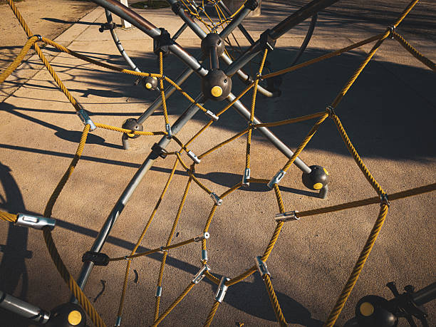 Geometric lines, metal cables, creating an industrial and contemporary aesthetic