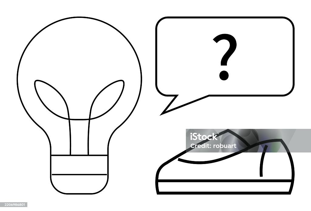 Question Mark Innovative Question Mark In Speech Bubble With Light Bulb And Shoe Outline ...