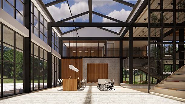 istock 3D image of a environmentally friendly office space.3D image of an environmentally friendly coworking office space 2206993766
