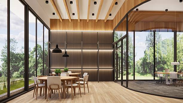 istock 3D image of a environmentally friendly office space.3D image of an environmentally friendly coworking office space 2206993790