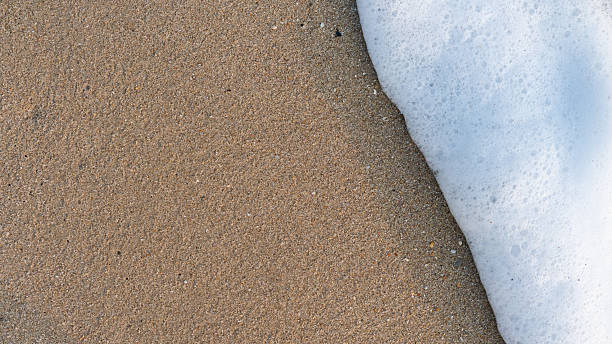 istock Wave foam on sand. Close-up, abstract. 2206994517