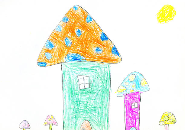 Child's Drawing - Mushroom house