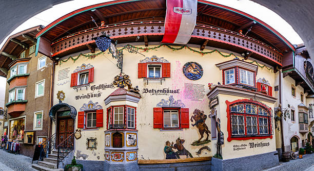 Kufstein, Austria - February 6: historic buildings at the famous old town of Kufstein on February 6, 2025