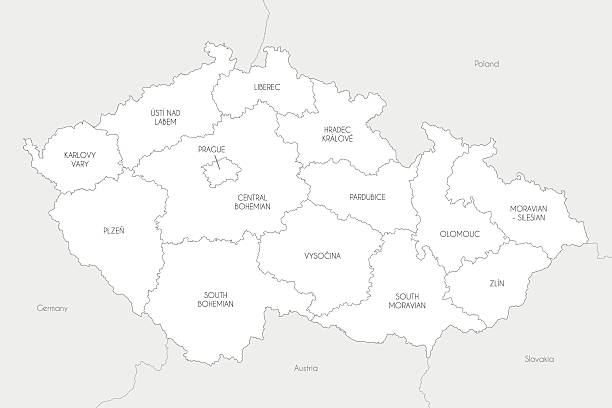 istock Vector map of Czechia or Czech Republic with regions and administrative divisions, and neighbouring countries and territories. Editable and clearly labeled layers. 2207004012