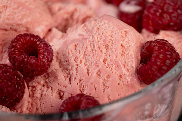 sweet frozen red ice cream with raspberry flavor