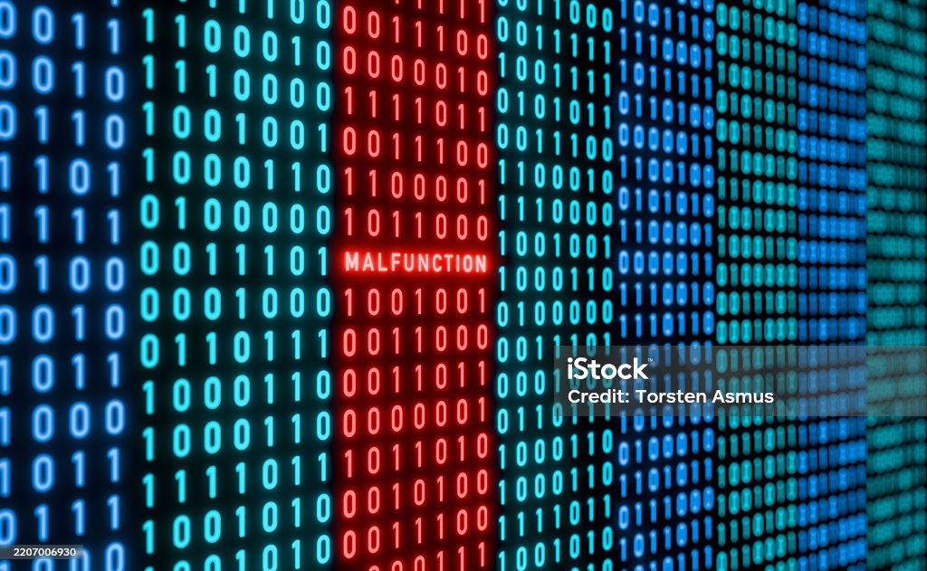 Malfunction Warning Sign Malfunction Warning Sign Binary Code With Red Signal System Error Stock ...