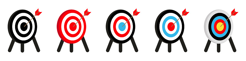 Multiple Target Picture Target Set Several Different Targets Aiming On Point Bulls Eye ...