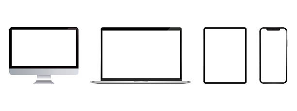istock Laptop Tablet Phone. Set of devices. Computer, tablet and cellphone mockup. Digital equipment showing isolated screen. 2207007094